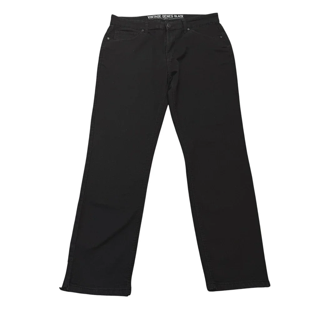 Vintage Genes Black Jeans Mens Slim Fit Black Solid‎ 34x29 Cotton Stretch Modern